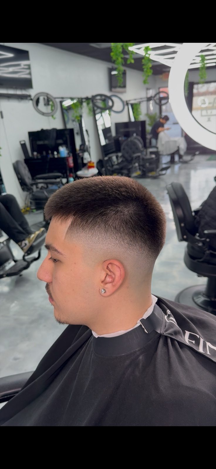 Mid fade with scissor work on top